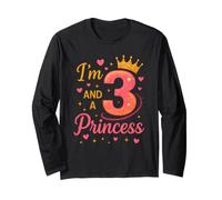 Disfraz de Fiesta de Corona con Texto en inglés I'm 3 and a Princess Birthday Girl Manga Larga