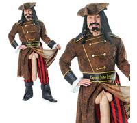 Disfraz De Fiesta Nuevo Para Hombre Pirata Capitán John Longfellow Divertido