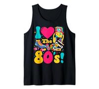 Disfraz de fiesta retro de los años 80 con texto en inglés "I love the 80s" para hombres y mujeres Camiseta sin Mangas