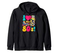 Disfraz de fiesta retro de los años 80 con texto en inglés "I love the 80s" para hombres y mujeres Sudadera con Capucha