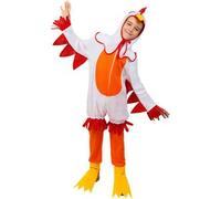 Funidelia Disfraz de Gallina para Niño y Niña con Mono, pantalón, cubrepiés y Capucha, Traje de Animales Infantil Gallo Pollo, Disfraces de Carnaval, Halloween y Fiestas - Talla 7-9 años
