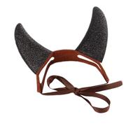 Disfraz de gato con cuernos de de 9 pulgadas, accesorio de fieltro con purpurina, cómodo disfraz de cosplay para gatos y perros pequeños, ideal para Halloween, sesiones de fotos y