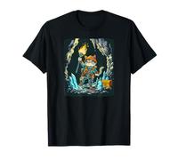 Disfraz de gato cueva de arqueología con antorcha de llamas Camiseta