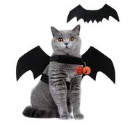 Disfraz de gato de Halloween para perro, alas de murciélago, disfraz de gato de Halloween, incluye alas de murciélago para perro y campanas de calabaza, para mascotas, Halloween, cosplay, para