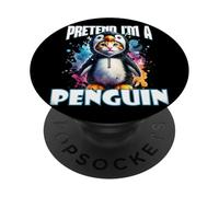 Disfraz de Gato de pingüino con Humor de Identidad juguetona PopSockets PopGrip Adhesivo