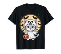 Disfraz de Gato Fantasma Kawaii Neko Anime Halloween Amante de la Calabaza Camiseta