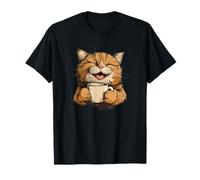Disfraz de gato feliz con taza divertida para adultos y niños Camiseta