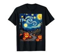 Disfraz de Gato Negro Van Gogh Halloween Witchy Night Sky Party Camiseta