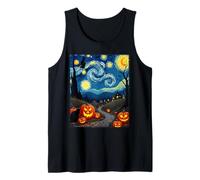Disfraz de Gato Negro Van Gogh Halloween Witchy Night Sky Party Camiseta sin Mangas