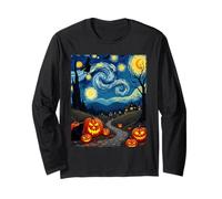 Disfraz de Gato Negro Van Gogh Halloween Witchy Night Sky Party Manga Larga