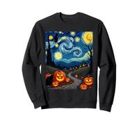 Disfraz de Gato Negro Van Gogh Halloween Witchy Night Sky Party Sudadera