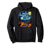 Disfraz de Gato Negro Van Gogh Halloween Witchy Night Sky Party Sudadera con Capucha