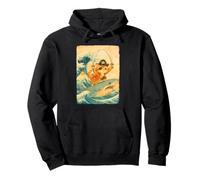 Disfraz de Gato Pirata Lindo Vintage Montando tiburón Divertido Halloween Sudadera con Capucha
