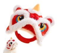 Disfraz de Gato Sombrero de Felpa Linda Mascota Lleva Traje de Baile de león Suave y cálido Accesorio Chino Estilo navideño para Perro Cachorro felino Eventos sesiones de Fotos Suministros de