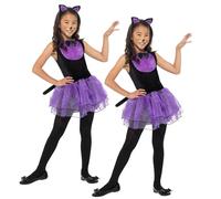 Disfraz de Gato Vestido Tutú Niña Halloween Violeta Disfraz Infantil