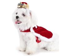 Disfraz de gato y perro, disfraz de Halloween, ajustable, para Halloween, Navidad, Rey, Reina, capa, corona de gemas, conjunto de sombrero de piel de lujo, capa roja y azul, talla M (rojo)