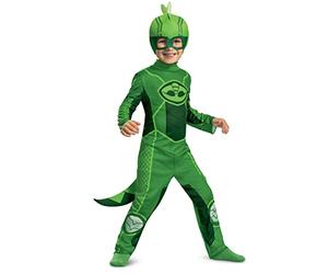 Disfraz de Gekko para niños, disfraz oficial de PJ Masks Megasuit, overol y máscara, talla L (4-6)