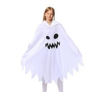 Disfraz de Ghost - Glow in the Dark Capucha | Cloak Kids Scary Dress Up | Accesorios de disfraces de Halloween para Masquerade Carnival | Capa de fantasmas blancos para niñas para niños | Atuendo