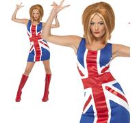 Disfraz De Ginger Spice Girls De Los 90 Con La Bandera Union Jack Para Damas