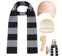 Disfraz de Gru - Bufanda y nariz de Gru | Bufanda a rayas para Halloween | Conjunto de accesorios de disfraz para adultos, conjunto de disfraz de diadema, bufanda falsa a rayas de nariz para vestir,