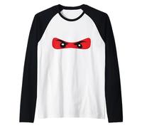 Disfraz de Guerrero Divertido para Artes Marciales y Karate de Ojos Ninja Rojos Camiseta Manga Raglan