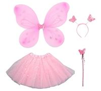 Disfraz de Hada para Niña, 4 Piezas de Vestido de Mariposa para Niña con Varita Mágica y Diadema, Vestido de Mariposa para Carnaval, para Pelo de Mariposa