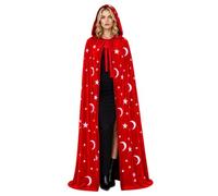 Disfraz de Halloween, Capa de Mago con Capucha Moon-Star, Rojo