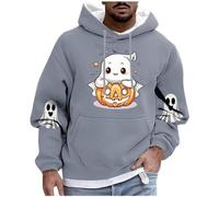Disfraz de Halloween con capucha para hombre, diseño de fantasmas, impresión 3D, ropa de calle, gris, 3XL