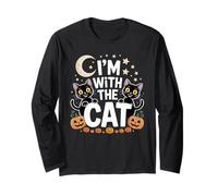 Disfraz de Halloween con Texto en inglés I'm with The Cat Manga Larga