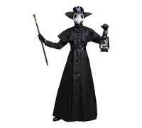 Disfraz de Halloween | Conjunto de disfraz de médico de terror Halloween para adultos | Bata medieval negra punk sacerdote para carnavales y de juegos de rol