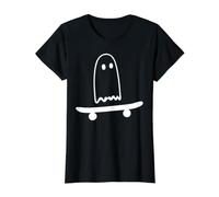 Disfraz de Halloween de Ghost Skateboard Lazy Funny Skateboarding Camiseta gráfica económica, Mujer, Negro, L