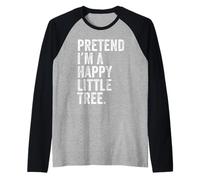Disfraz de Halloween Divertido y Perezoso de simulación Soy un árbol Feliz Camiseta Manga Raglan
