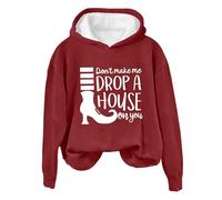 Disfraz de Halloween Don'T Make Drop A On You, sudaderas de Halloween para mujer, divertidas sudaderas con capucha de manga larga con cuello redondo impreso, rosso, M