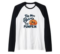 Disfraz de Halloween Embarazada del Hombre detrás de la Calabaza Camiseta Manga Raglan