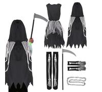 Disfraz de Halloween genérico - Grim reapper | Halloween Scary Dress Set | Dress Up Creepy Cosplay Outfit | Accessories For Toddler Boys Children Carnival Festival Masquerade Holiday Use