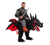 Disfraz de Halloween Morph Negro inflable Ride-On dragón para adultos | Traje Hinchable Negro Tipo Caballero, Silueta Imponente, Se Infla en Segundos, Perfecto para Halloween, Siempre un Éxito