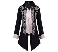 Disfraz de Halloween para adultos, abrigo medieval para hombre, chaqueta larga gótica de dos piezas para cosplay, ideal para renacimiento, rol de la era victoriana, eventos temáticos de juego y