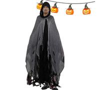 Disfraz de Halloween para adultos, fantasma femenino, capa fantasma de Halloween | Capa de bruja disfraz de festival de terror con capucha para juegos de rol para juegos de cosplay de Haunted House