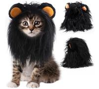 Disfraz de Halloween para gato y perro, peluca de melena de león negro, disfraz realista y divertido para perro, bonito sombrero para mascotas para perros pequeños, gatos, cachorros, gatitos, fiesta