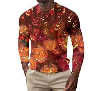 Disfraz de Halloween para hombre, camiseta de fantasmas, bonito estampado, camiseta festiva, camiseta de manga larga con estampado 3D, camiseta deportiva de manga larga, A4 naranja., 5XL