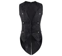 Disfraz de Halloween para hombre, chaleco gótico steampunk medieval de doble fila, chaleco de brocado, colada, cachemira, chaleco para boda, fiesta, gótico, steampunk, C negro., M