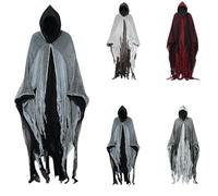 Disfraz de Halloween para hombre, fantasmas, vampiro, capa de zombie, color blanco, con capucha, disfraz para adultos, abrigo Strój negro Parca Muerte Sensense Ghost Porch Geese Outfit, @01, L