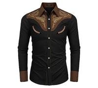 Disfraz de Halloween para hombre Halloween 2 Halloween 6 camisa de jeans estilo western casual de manga larga de Halloween, camisa de algodón, camisa de colores, Negro , M