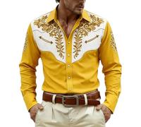 Disfraz de Halloween para hombre, Halloween, 2, Halloween, 6, camisa vaquera occidental, informal, manga larga, botones de Halloween, camisa de algodón, camiseta de colores