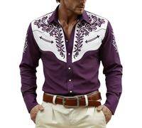 Disfraz de Halloween para Hombre, Halloween, 2, Halloween, 6, Camisa Vaquera Occidental, Informal, Manga Larga, Botones de Halloween, Camisa de algodón, Camiseta de Colores