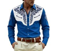 Disfraz de Halloween para hombre, Halloween, 2, Halloween, 6, camisa vaquera occidental, informal, manga larga, botones de Halloween, camisa de algodón, camiseta de colores