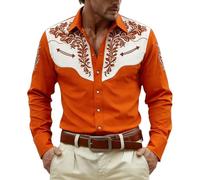 Disfraz de Halloween para hombre, Halloween, 2, Halloween, 6, camisa vaquera occidental, informal, manga larga, botones de Halloween, camisa de algodón, camiseta de colores
