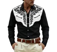 Disfraz de Halloween para hombre, Halloween, 2, Halloween, 6, camisa vaquera occidental, informal, manga larga, botones de Halloween, camisa de algodón, camiseta de colores