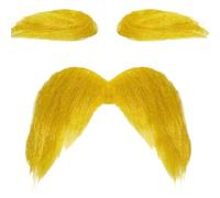 Disfraz de Halloween para hombre, traje de ocio de 2 piezas, barba y ceja, autoadhesivo, accesorio para barba falsa, conjuntos festivos de un solo color, divertidos bigotes realistas para cosplay