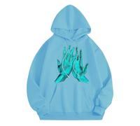 Disfraz de Halloween para mujer 2025, sudadera con capucha estampada para jóvenes, azul claro, 5XL